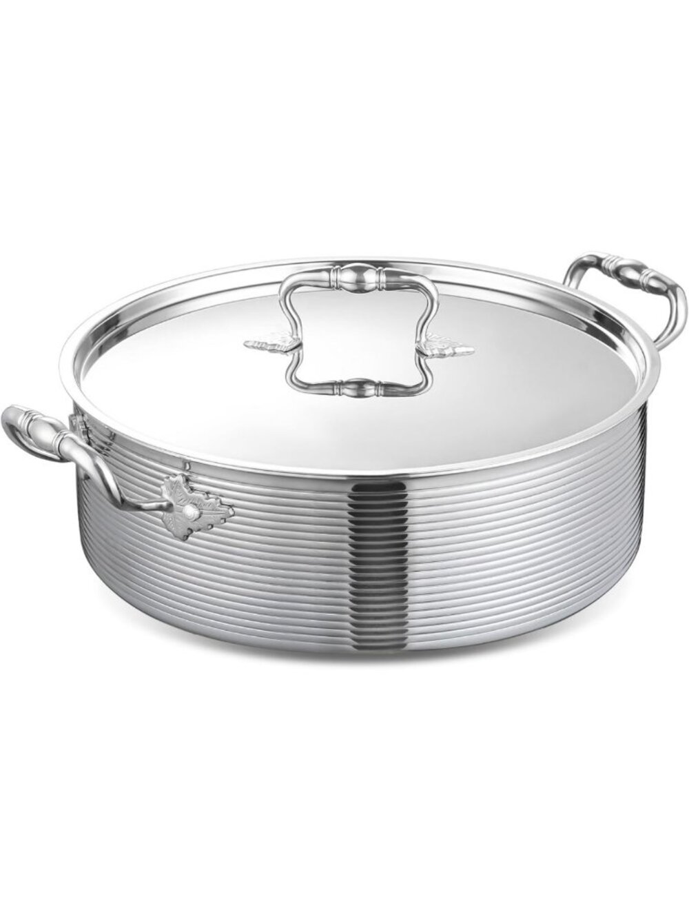 5QT Tri-Ply Stainless Steel Braiser Pan with Lid - 12 Inch Induction Cookware